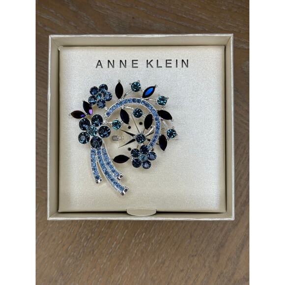 Anne Klein Blue Flower Cluster Arched Pin | NWT - Picture 3 of 4